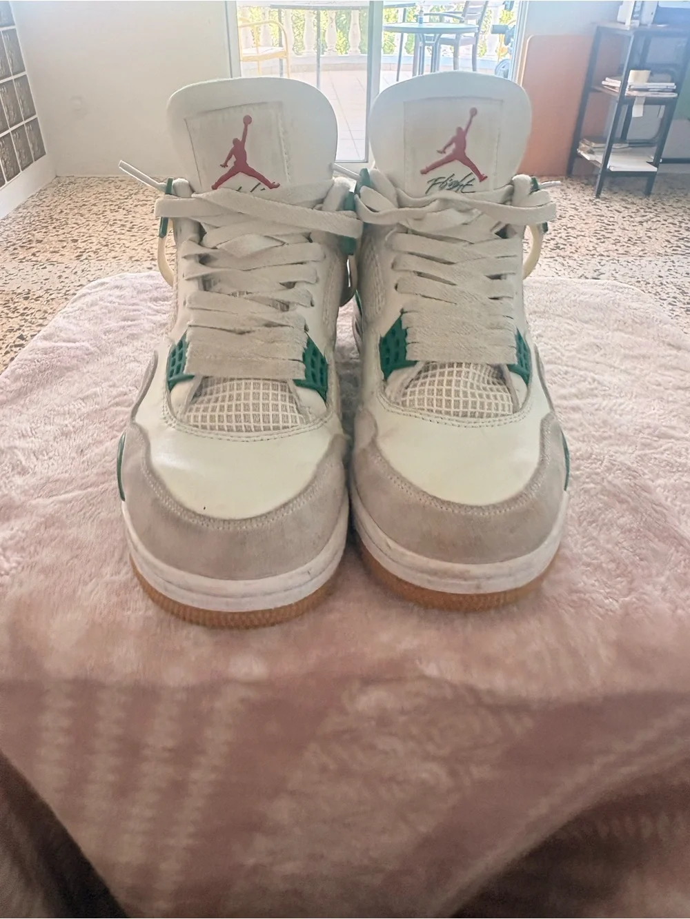 Jordan Men’s Sneakers in White, Green & Gum